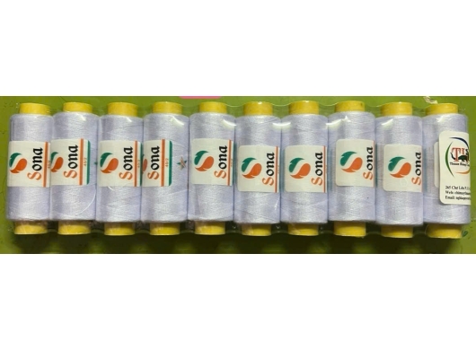 CHỈ MAY 402 SONA (trắng + đen + màu)